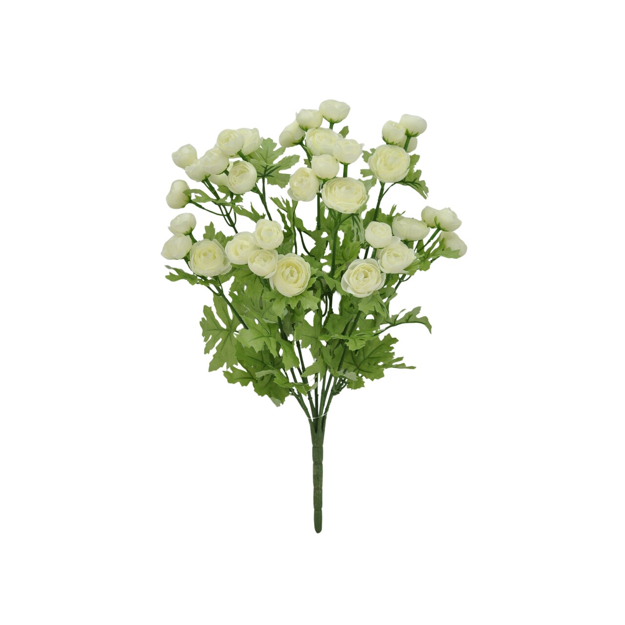 16" Artificial Mini Ranunculus Bush – Realistic Faux Flowers in Cream for Home Decor & Floral Arrangements-84055-CR